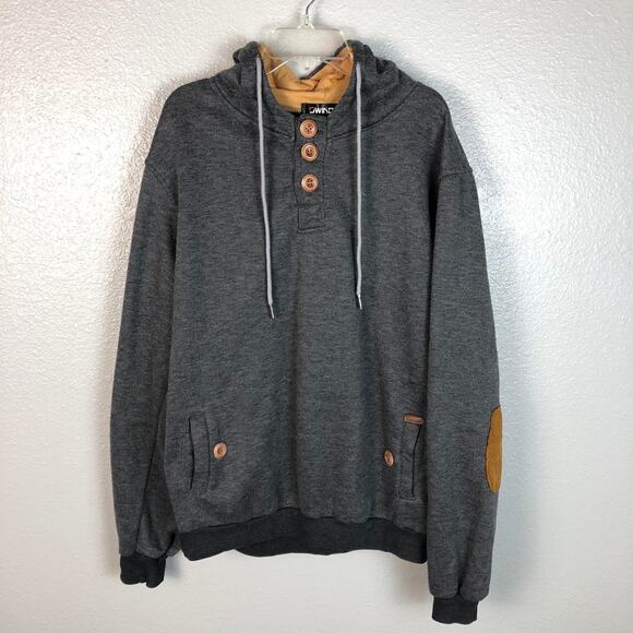Swind Pullover Approx M/L Elbow Patch Chunky Button Hoodie Winter Casual Comfy - Picture 1 of 6